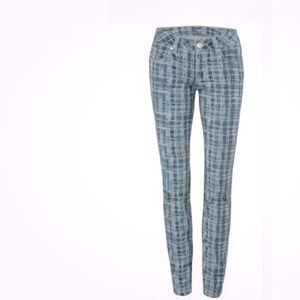CAbi Curvy Skinny Stretch Blue GRID Jeans